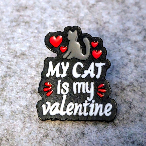 "My Cat is My Valentine" Pin Enamel Lapel Broo… - Picture 1 of 3